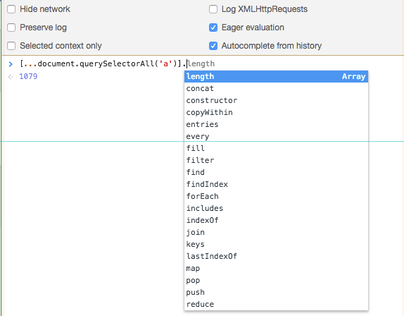 Eager evaluation in Chrome Devtools